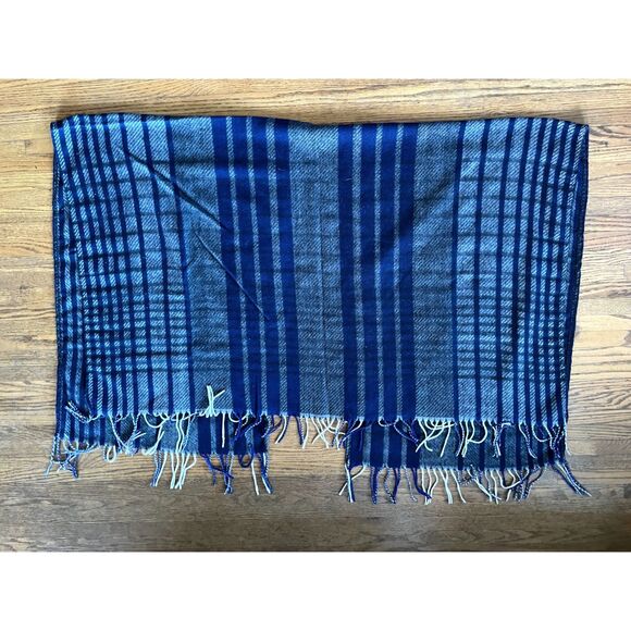 WOOLRICH Blue Gray Stripe Coverall Shawl Throw Wrap Shrug Top  Women's One Size - Picture 6 of 8